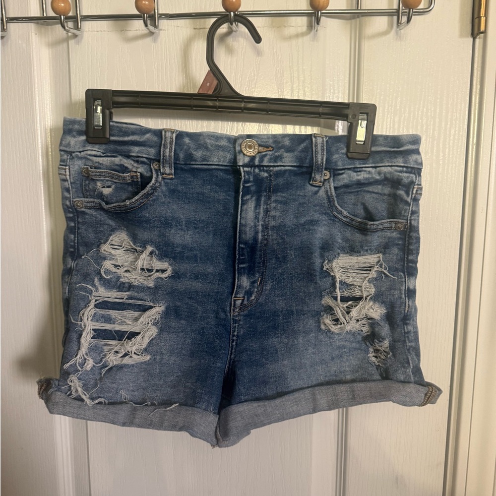 American Eagle Outfitters Blue Distressed Jean Shorts